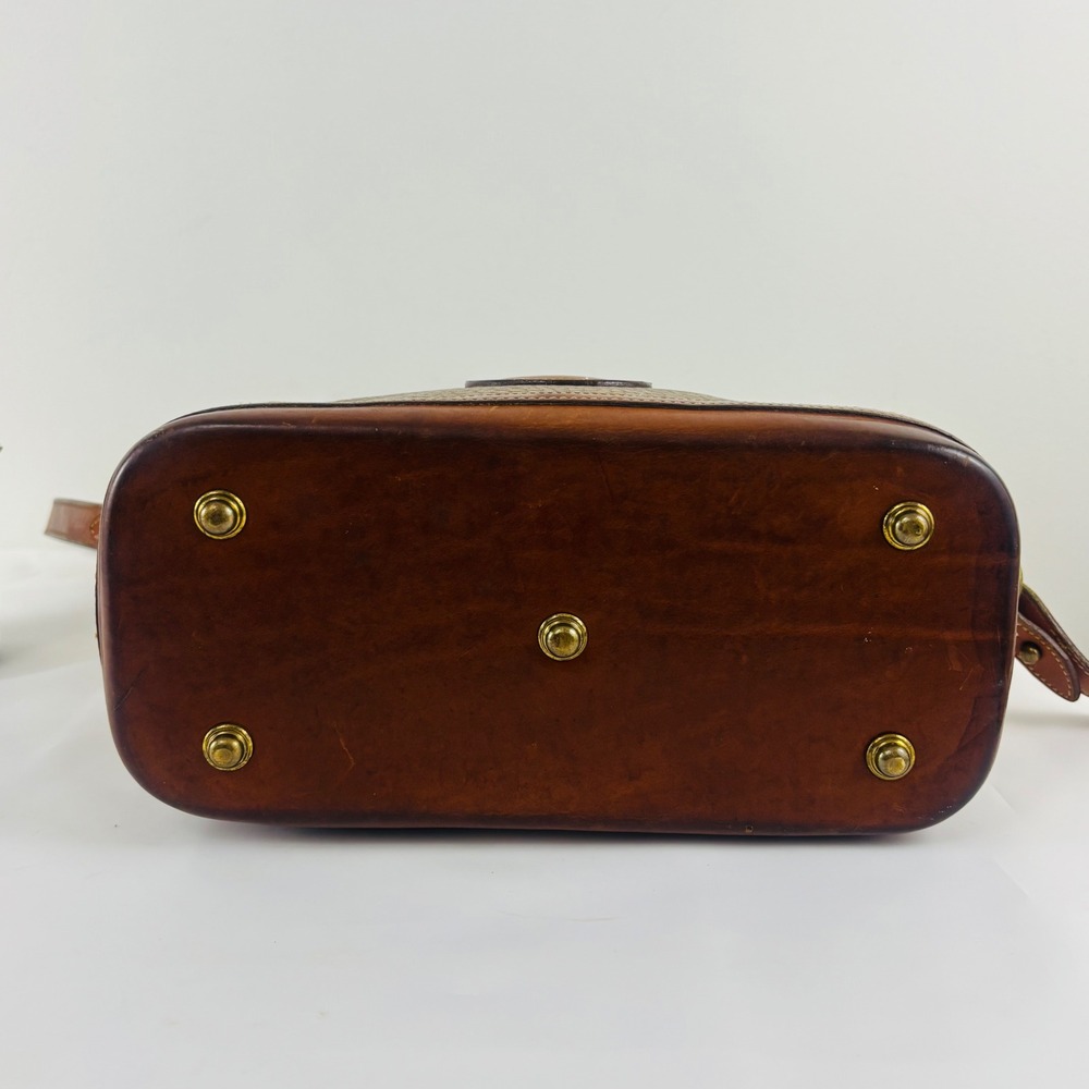 Vtg. Dooney & Bourke All Weather Leather Domed Satchel Taupe British Tan Bag - Picture 7 of 15